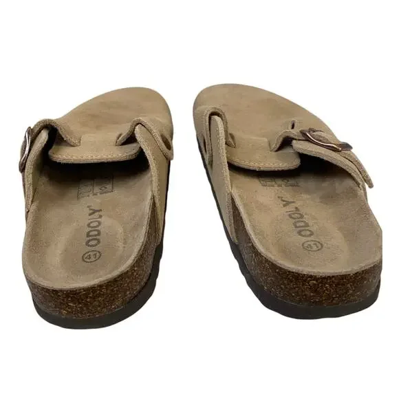 Odoly Womens Size 10 Brown Suede Clogs Sandals Closed Round Toe Slip On Shoes - Picture 8 of 8